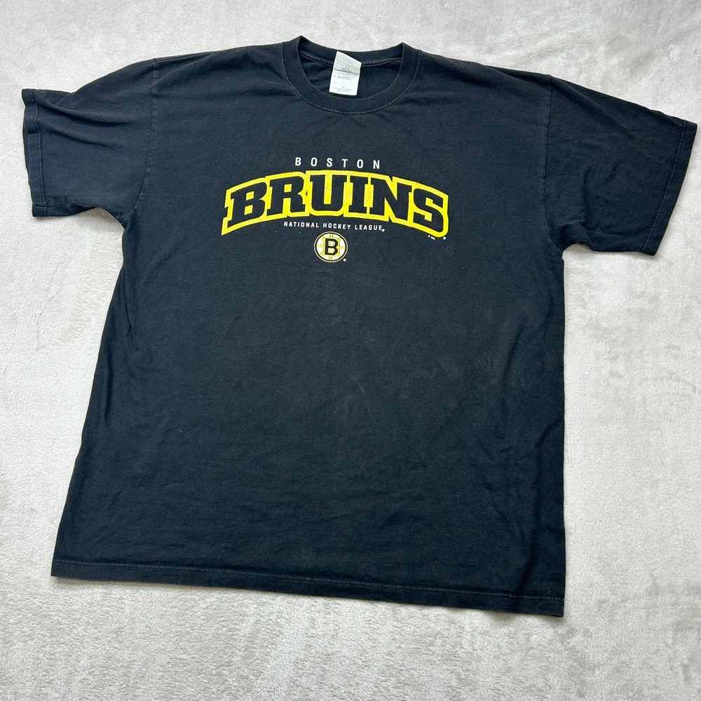 VTG Boston Bruins T-Shirt Mens XL Black‎ NHL Hockey Graphic Tee Prima Cotton